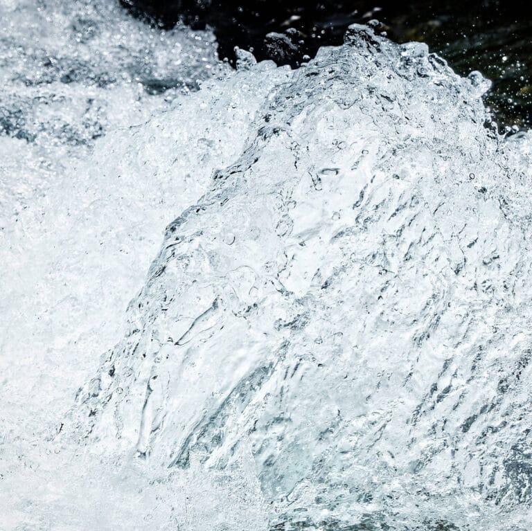 structures in water surface, looking like a horse from the Spanish Riding School jumping the Levade
