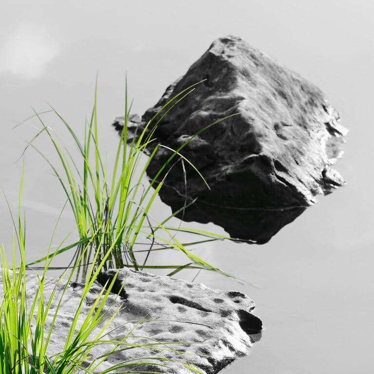 Levitate: a stone in the water, looking like floating through the air